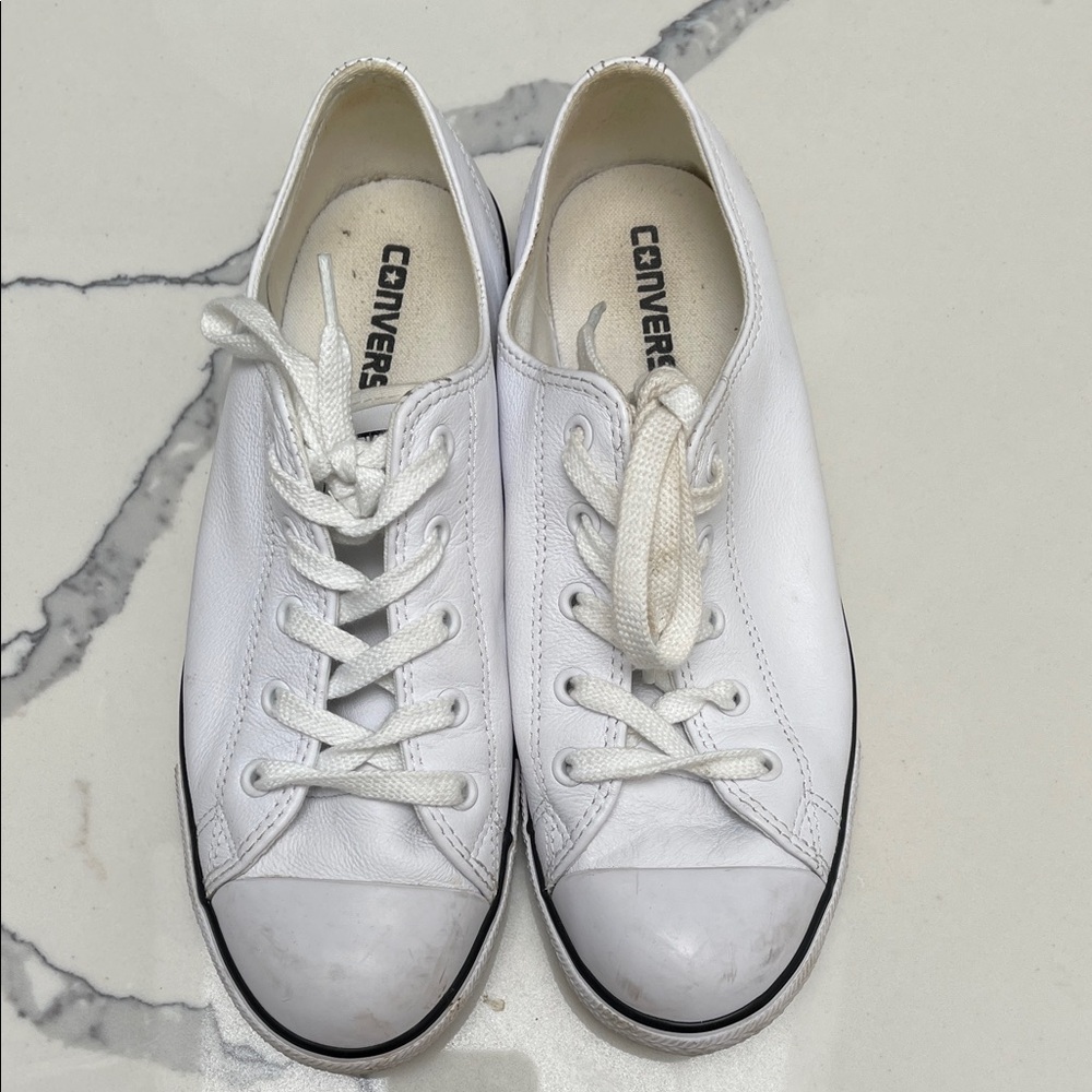 Converse White Leather Low-Top Sneakers